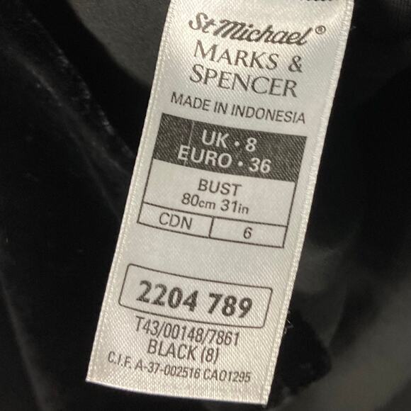 NWOT ST MICHAELS Top UK 8/US 4 Black Velour Velvet Silk blend Slits-Sides Zip - Picture 6 of 6